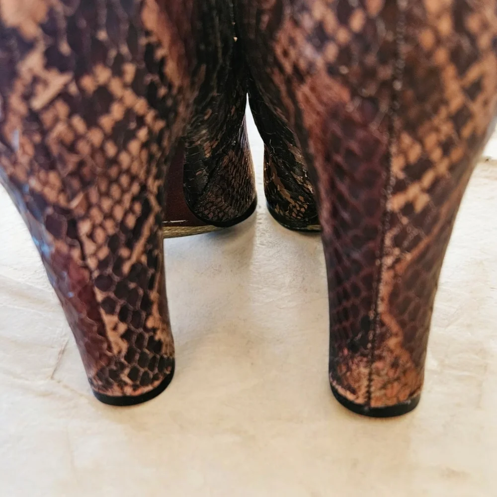 Sam Edleman Snakeskin Patterned Ankle Boots - Chic, Modern, Edgey, Boho, Trendy